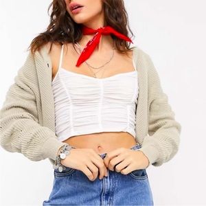 Topshop NWT Ruched Crop Top cami thin straps stretchy 4